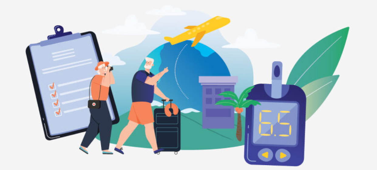 Animated picture of tips for travelling with diabetes