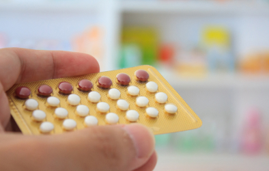 A strip of medicine tablets.